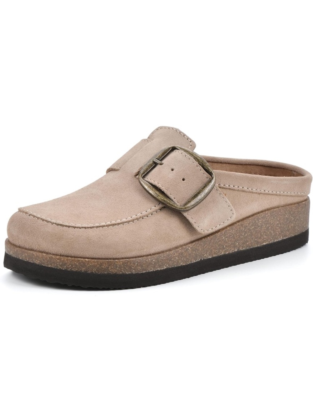 White Mountain Bueno Suede Footbeds Clog Mule Beach Wood Taupe Size 8 - Picture 2 of 13